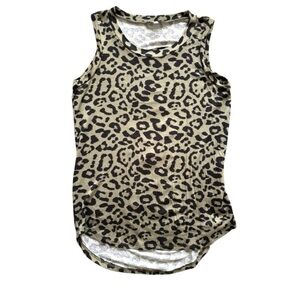 White Birch Woman’s Small Green Leopard Print Sleeveless Top With Back Slits
